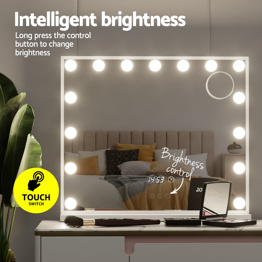 Marlook Makeup Mirror 60x52cm Hollywood Vanity with LED Light Tabletop White