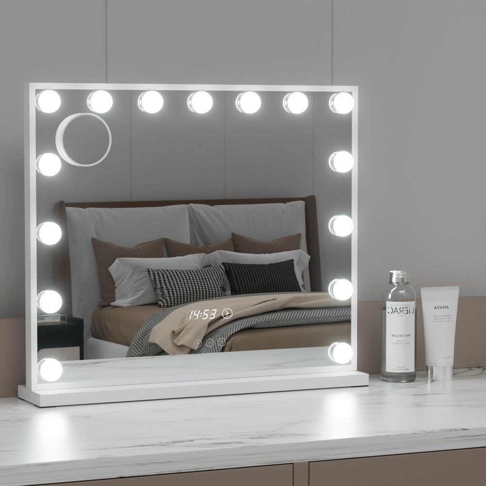 Marlook Makeup Mirror 60x52cm Hollywood Vanity with LED Light Tabletop White