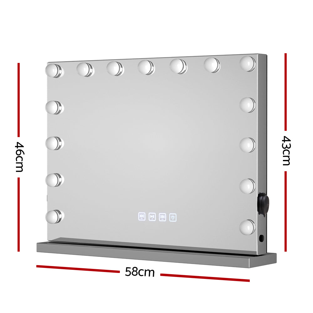 Marlook Bluetooth Makeup Mirror 58x46cm Hollywood Vanity with LED Light Wall