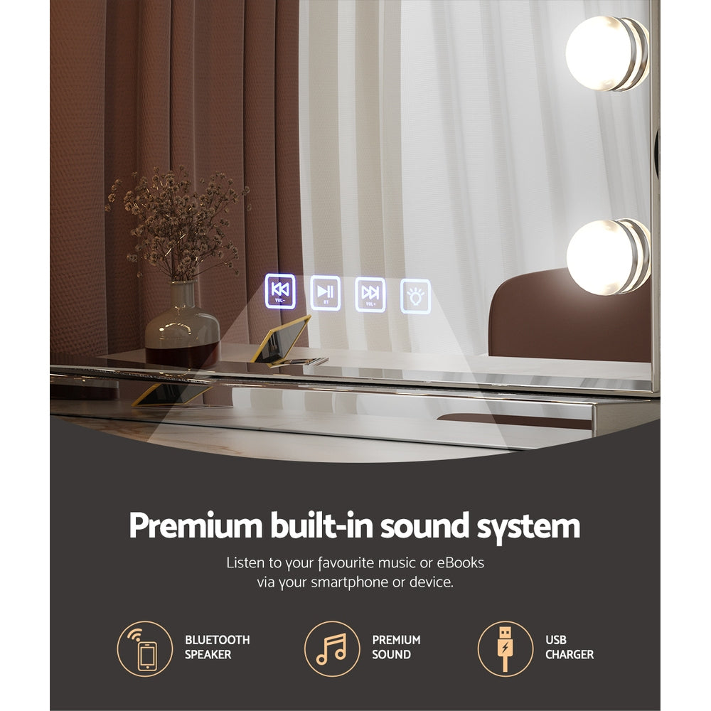 Marlook Bluetooth Makeup Mirror 58x46cm Hollywood Vanity with LED Light Wall