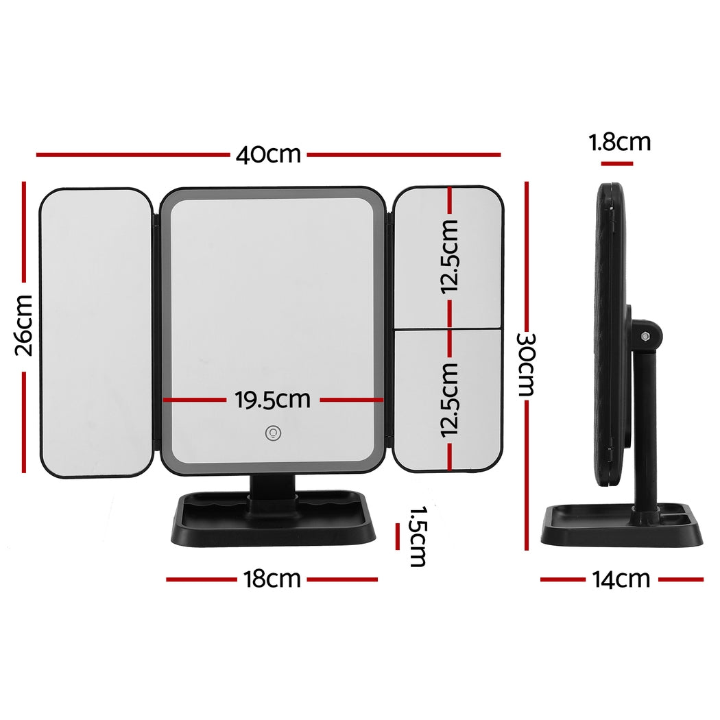 Marlook LED Makeup Mirror Tri-fold Lighted Vanity Mirrors 1X2X3X Magnifications