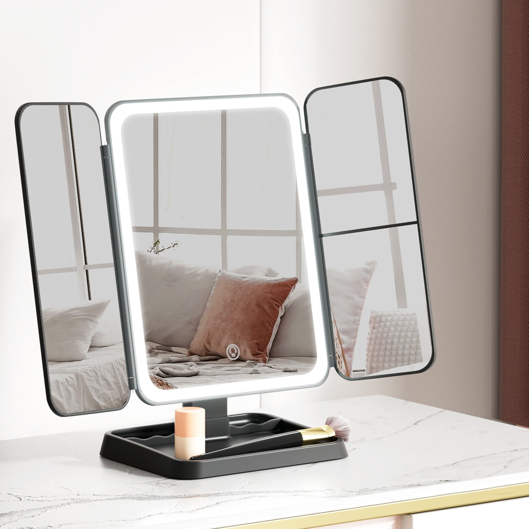 Marlook LED Makeup Mirror Tri-fold Lighted Vanity Mirrors 1X2X3X Magnifications