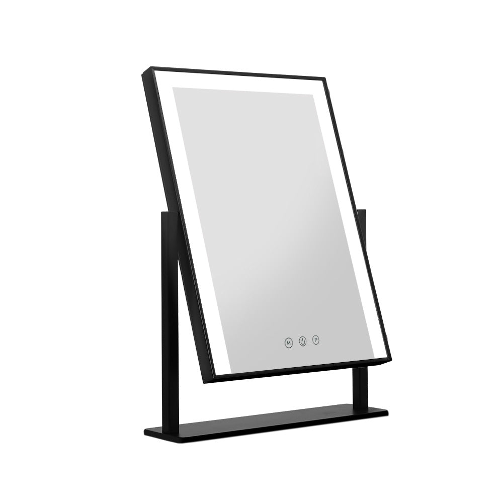 Marlook Makeup Mirror 25x30cm Hollywood Vanity with LED Light Rotation Black