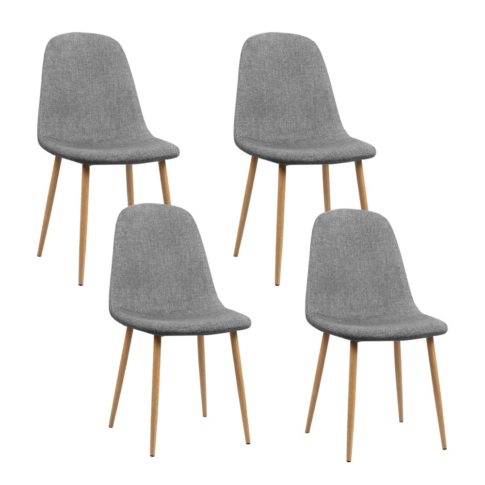 Marlook Dining Chairs Set of 4 Linen Curved Slope Grey