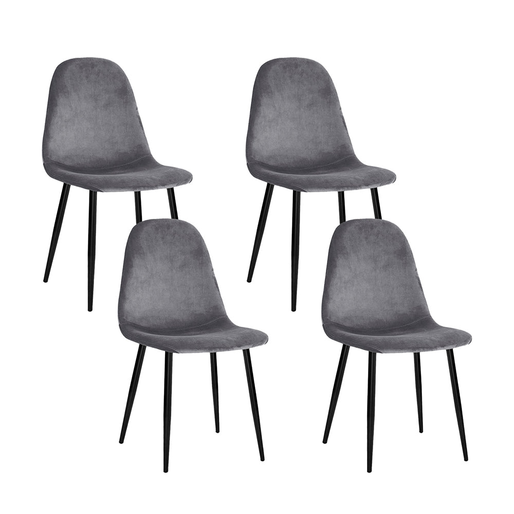 Marlook Dining Chairs Set of 4 Velvet Curved Slope Grey