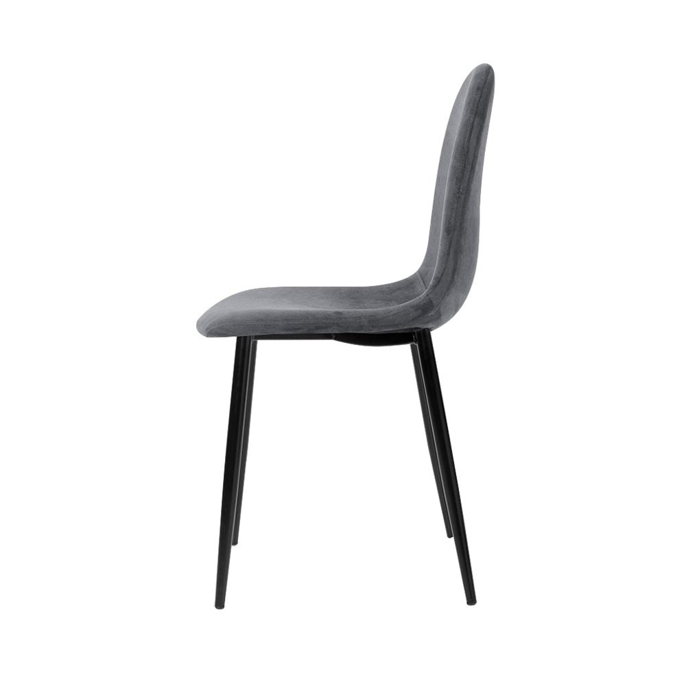 Marlook Dining Chairs Set of 4 Velvet Curved Slope Grey
