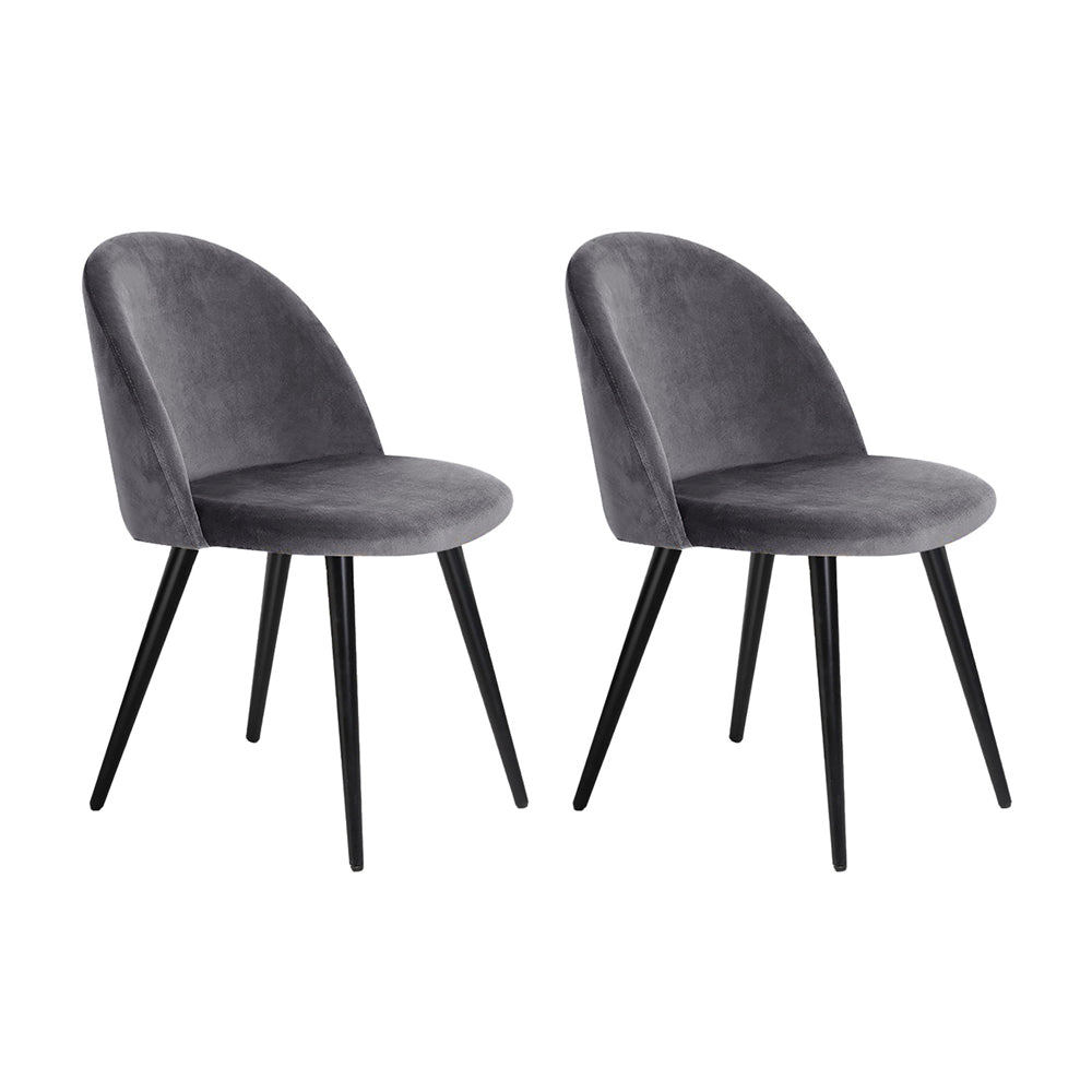 Marlook Dining Chairs Set of 2 Velvet Solid Curved Dark Grey