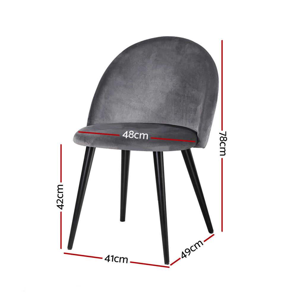 Marlook Dining Chairs Set of 2 Velvet Solid Curved Dark Grey