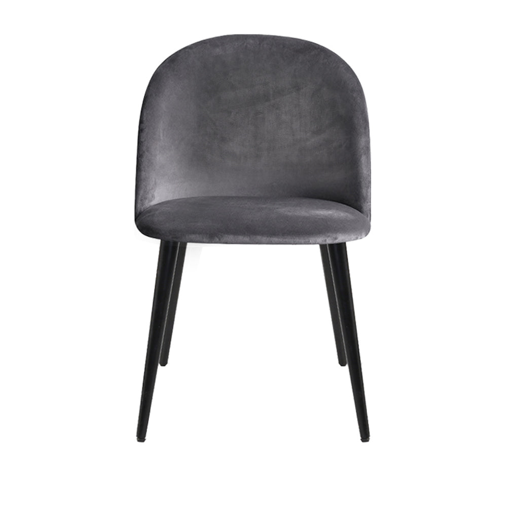 Marlook Dining Chairs Set of 2 Velvet Solid Curved Dark Grey