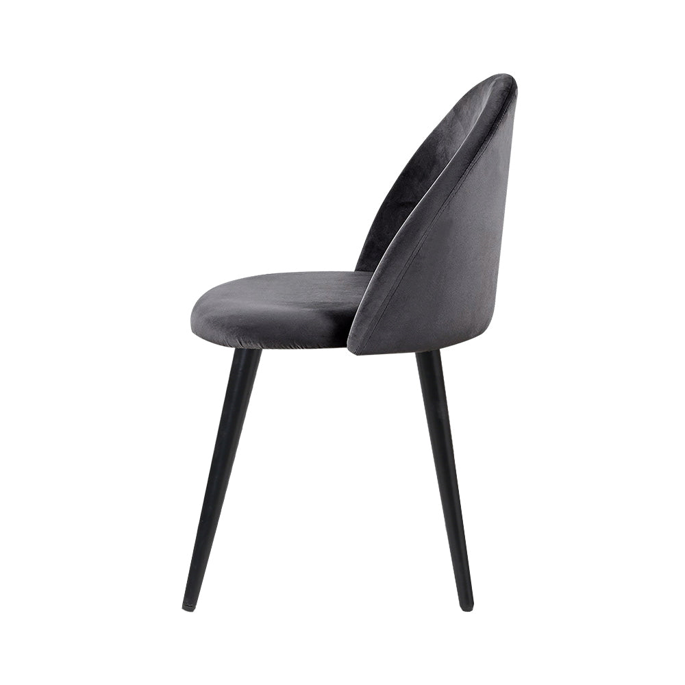 Marlook Dining Chairs Set of 2 Velvet Solid Curved Dark Grey