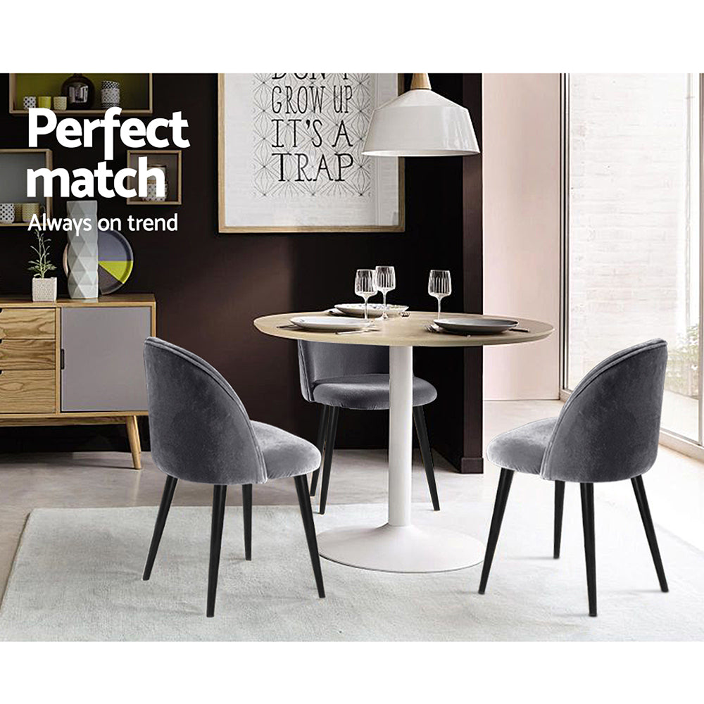 Marlook Dining Chairs Set of 2 Velvet Solid Curved Dark Grey