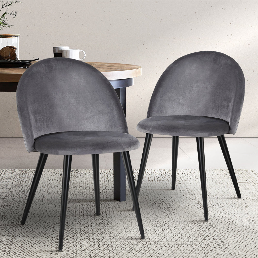 Marlook Dining Chairs Set of 2 Velvet Solid Curved Dark Grey