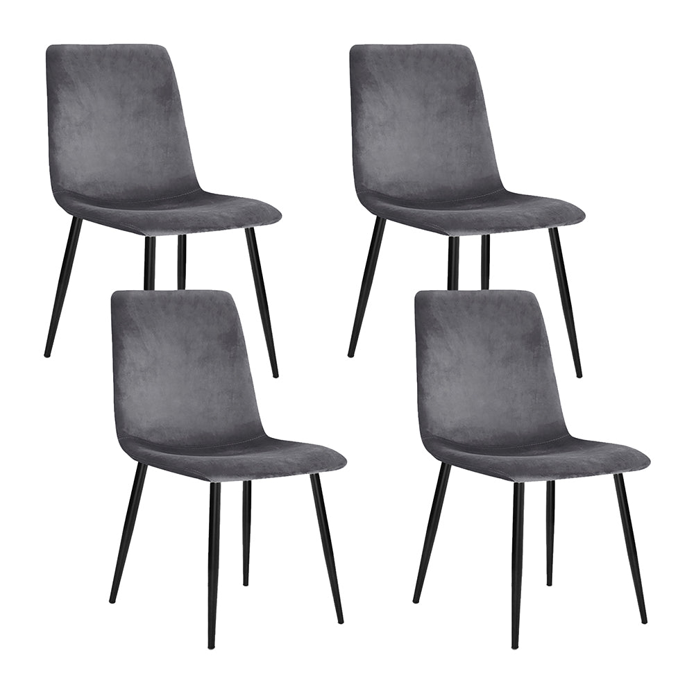 Marlook Dining Chairs Set of 4 Velvet Horizontal Slope Grey