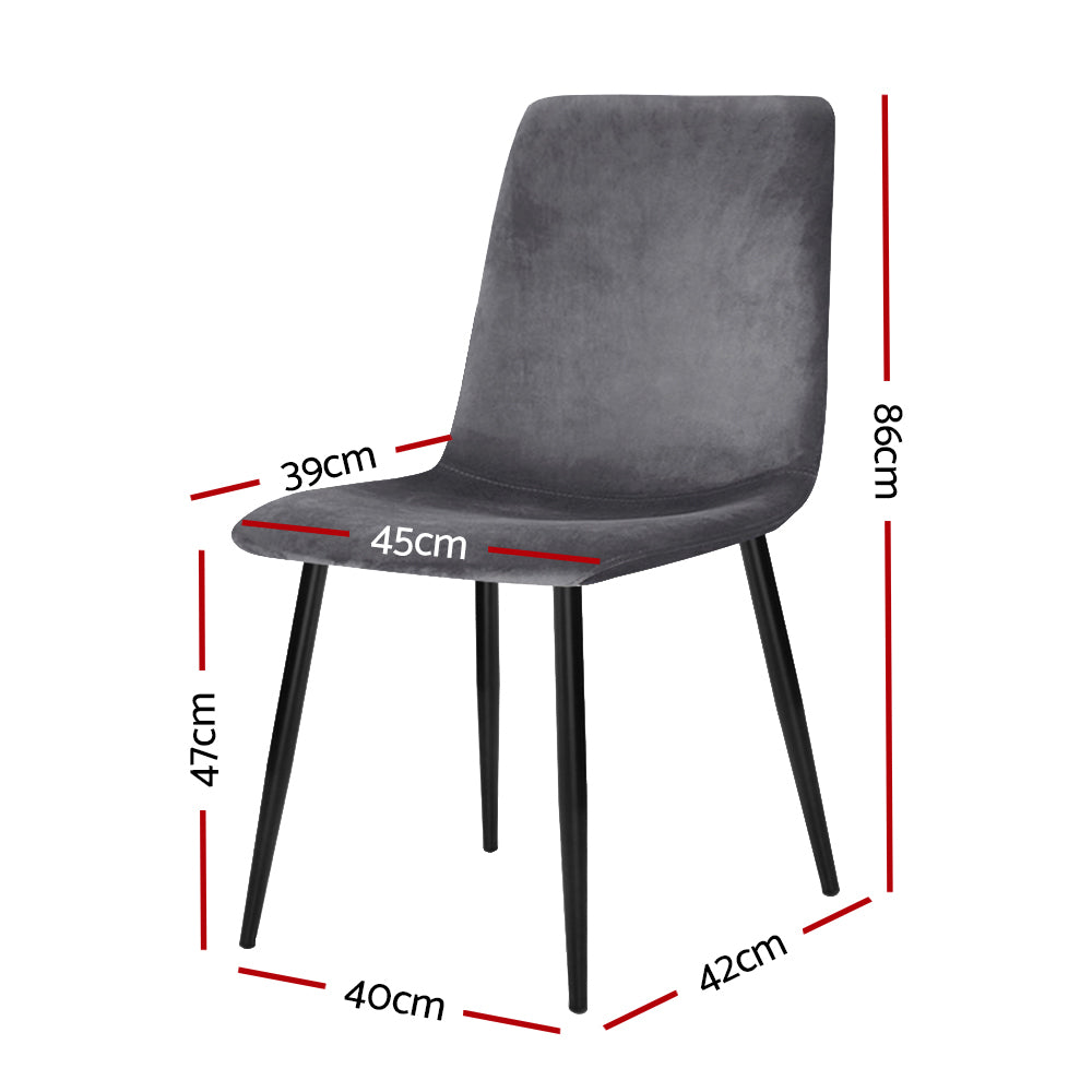 Marlook Dining Chairs Set of 4 Velvet Horizontal Slope Grey