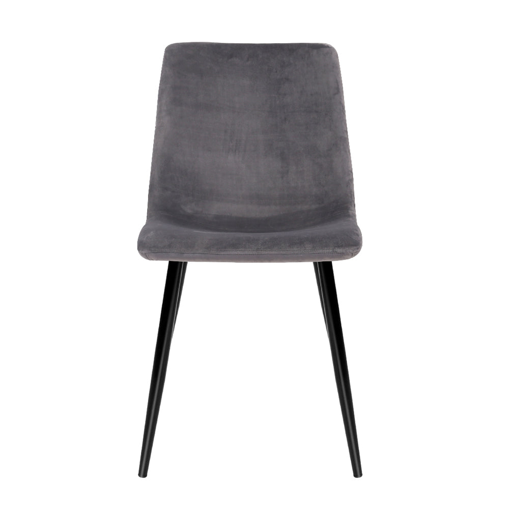 Marlook Dining Chairs Set of 4 Velvet Horizontal Slope Grey