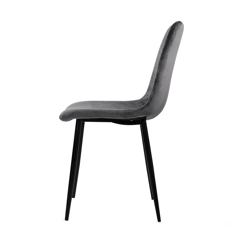 Marlook Dining Chairs Set of 4 Velvet Horizontal Slope Grey