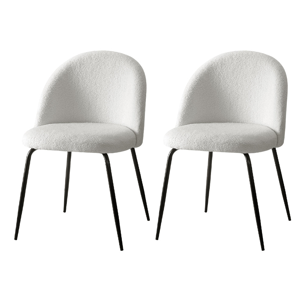 Marlook Dining Chairs Set of 2 Sherpa Boucle White