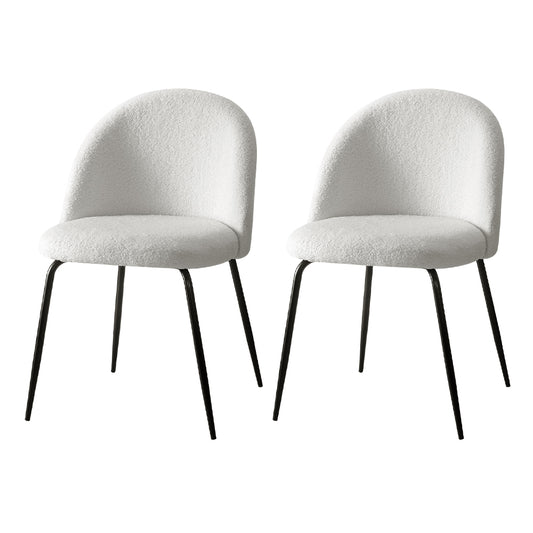 Marlook Dining Chairs Set of 2 Sherpa Boucle White