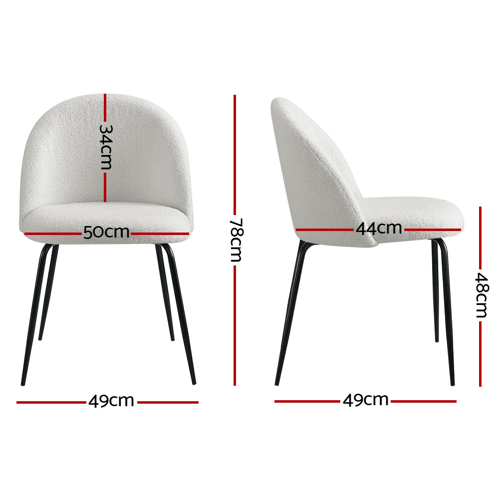 Marlook Dining Chairs Set of 2 Sherpa Boucle White