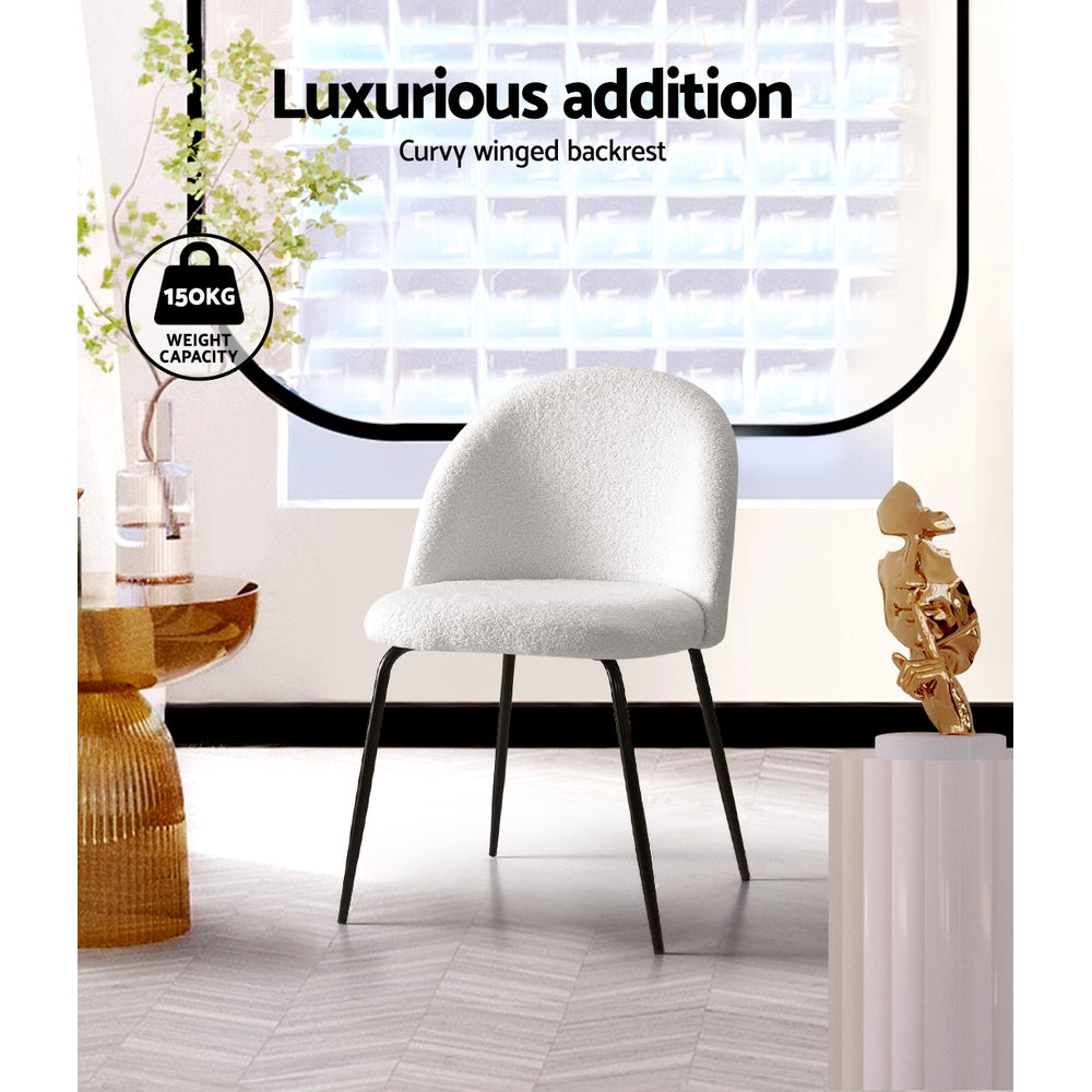 Marlook Dining Chairs Set of 2 Sherpa Boucle White