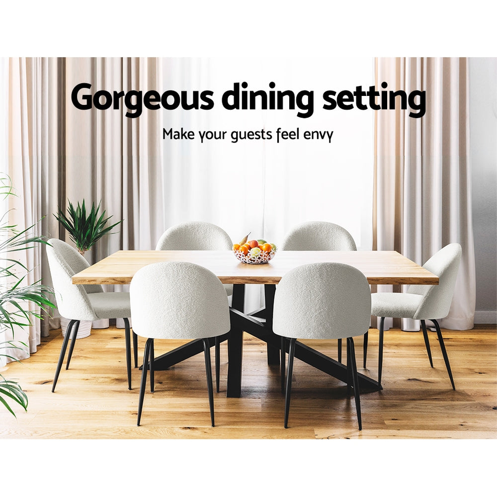 Marlook Dining Chairs Set of 2 Sherpa Boucle White