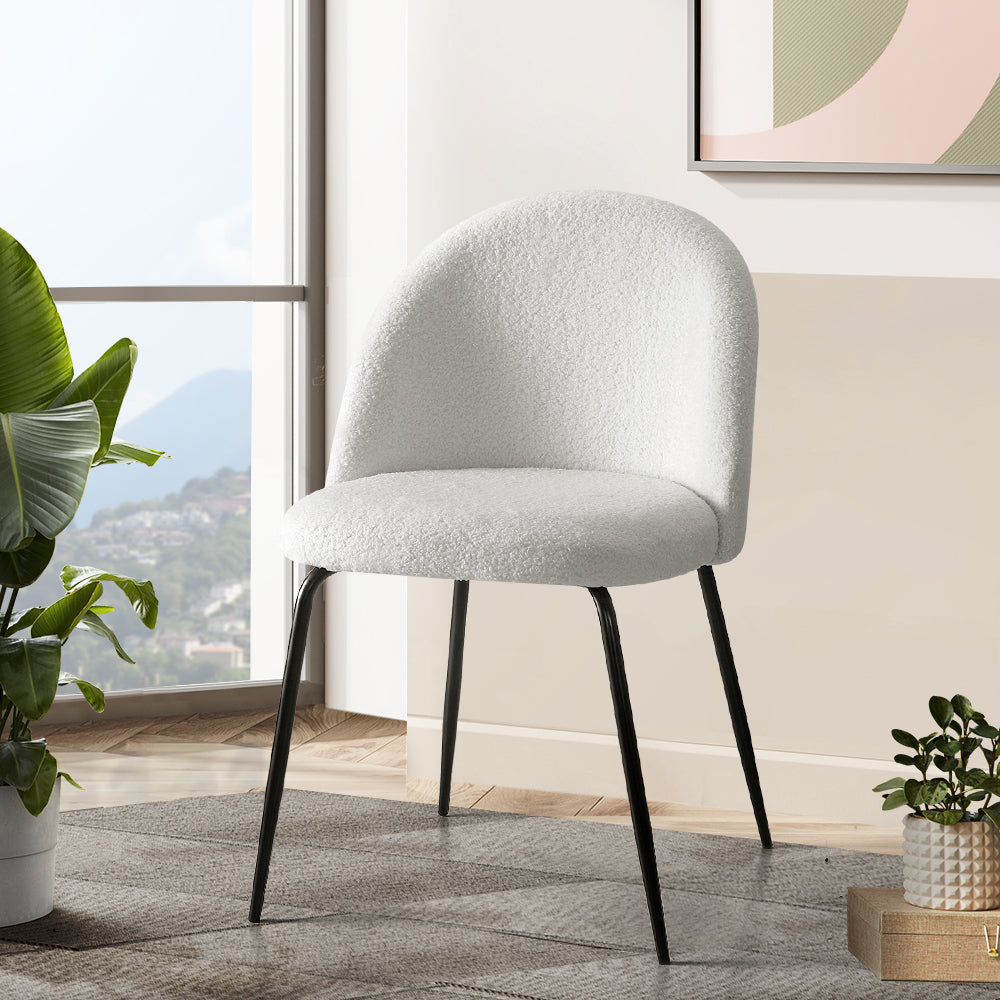 Marlook Dining Chairs Set of 2 Sherpa Boucle White