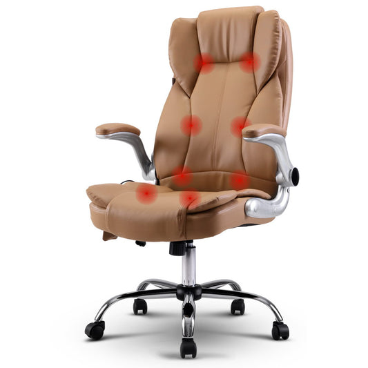 Marlook 8 Point Massage Office Chair PU Leather Espresso