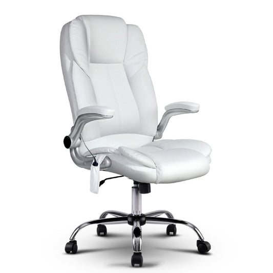 Marlook 8 Point Massage Office Chair PU Leather White