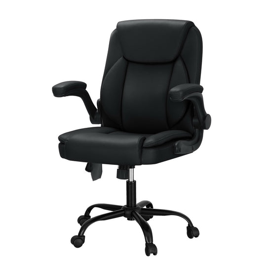 Marlook 2 Point Massage Office Chair Leather Mid Back Black