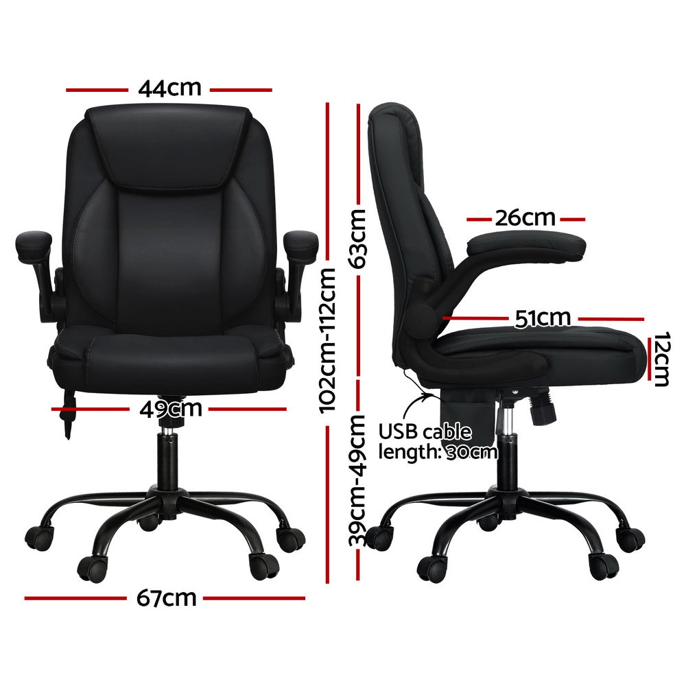 Marlook 2 Point Massage Office Chair Leather Mid Back Black