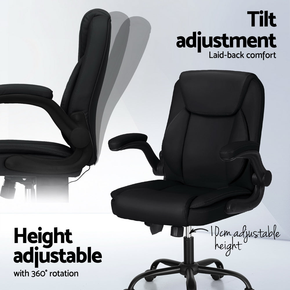Marlook 2 Point Massage Office Chair Leather Mid Back Black