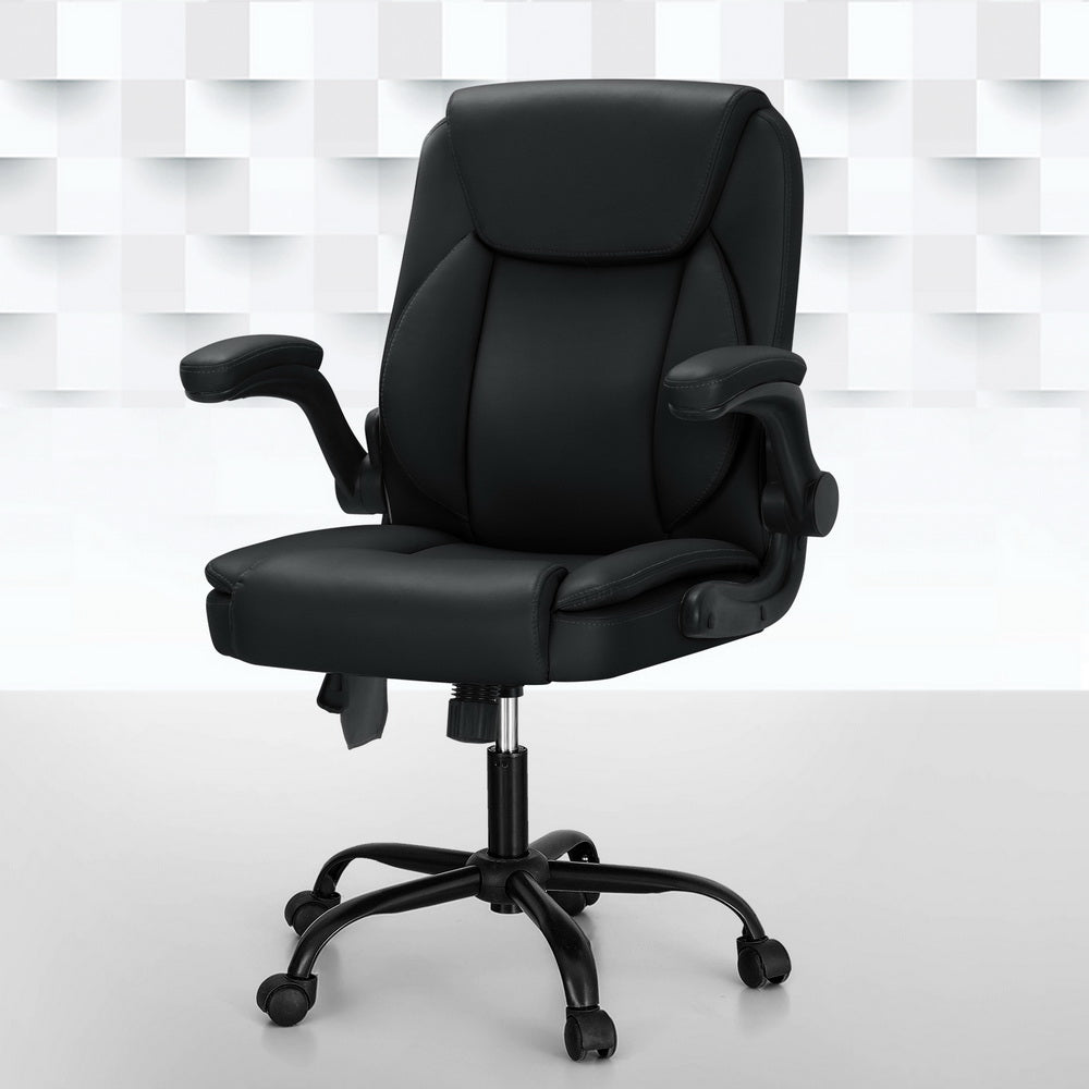 Marlook 2 Point Massage Office Chair Leather Mid Back Black