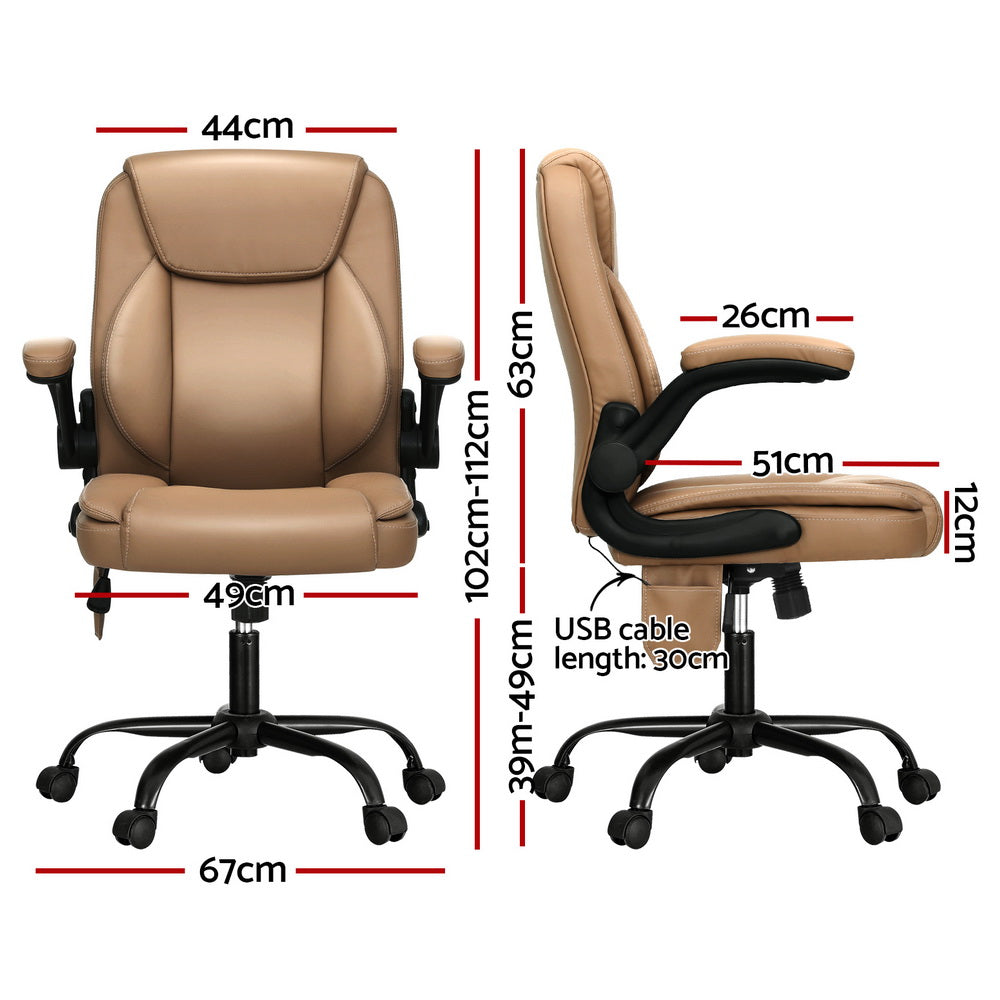 Marlook 2 Point Massage Office Chair Leather Mid Back Espresso