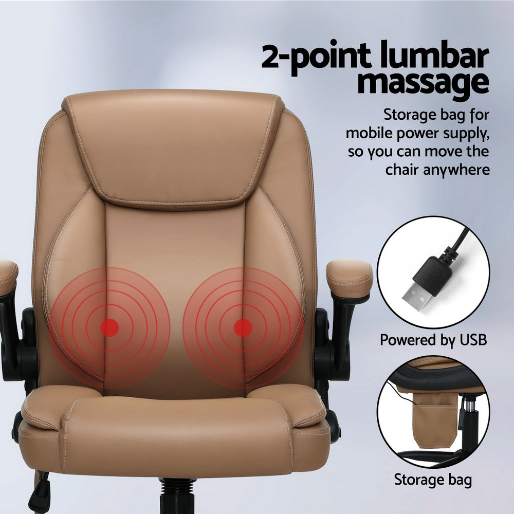 Marlook 2 Point Massage Office Chair Leather Mid Back Espresso