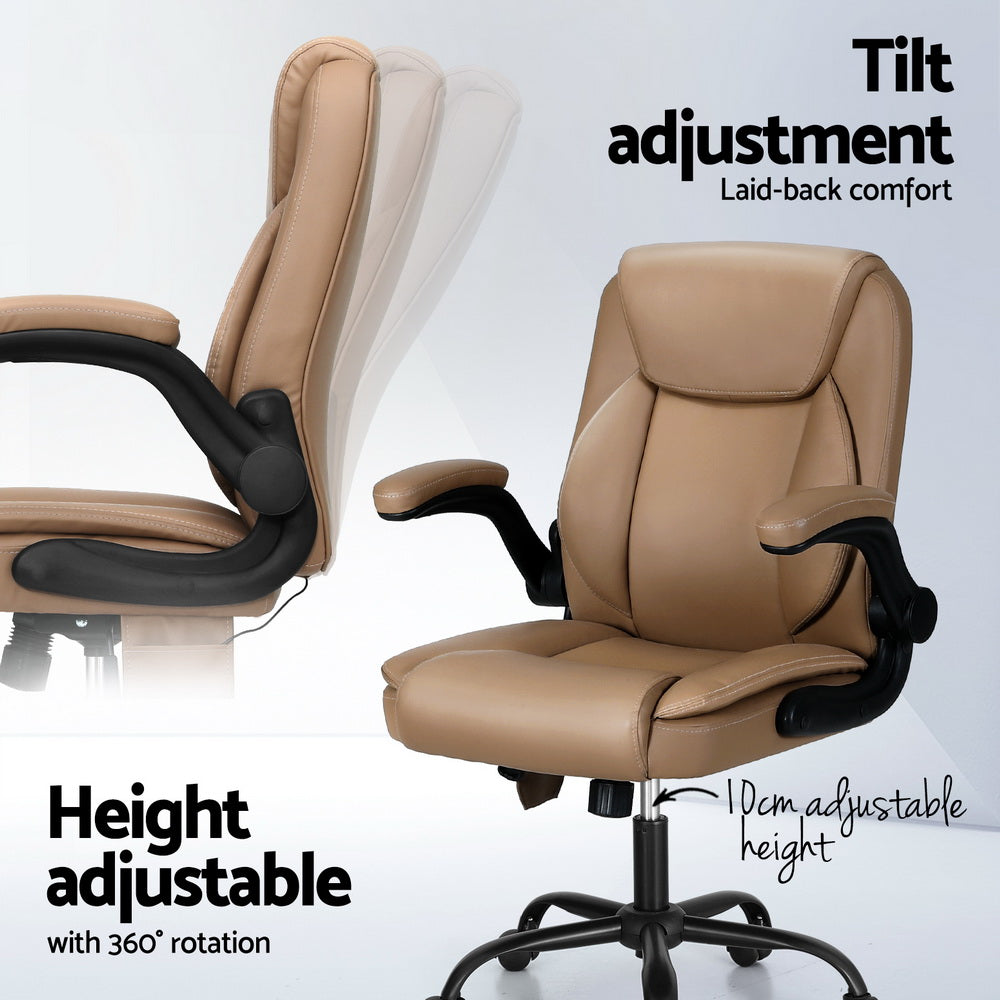 Marlook 2 Point Massage Office Chair Leather Mid Back Espresso