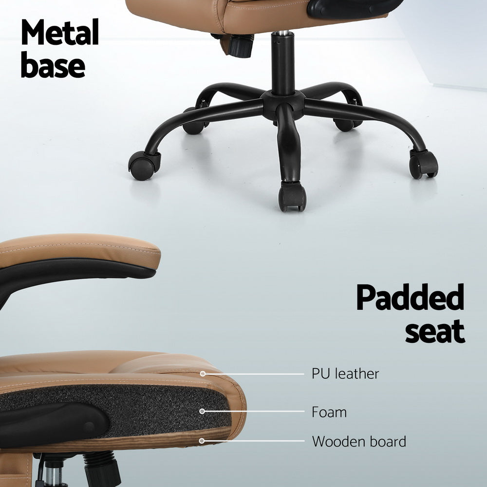 Marlook 2 Point Massage Office Chair Leather Mid Back Espresso