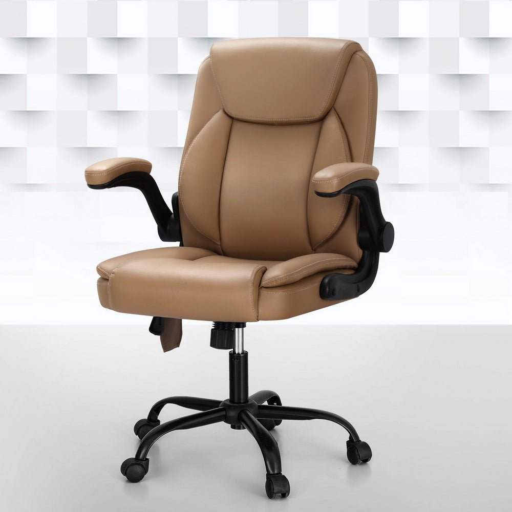 Marlook 2 Point Massage Office Chair Leather Mid Back Espresso