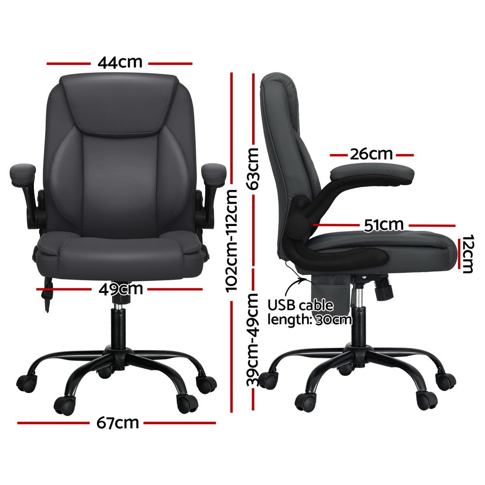 Marlook 2 Point Massage Office Chair Leather Mid Back Grey