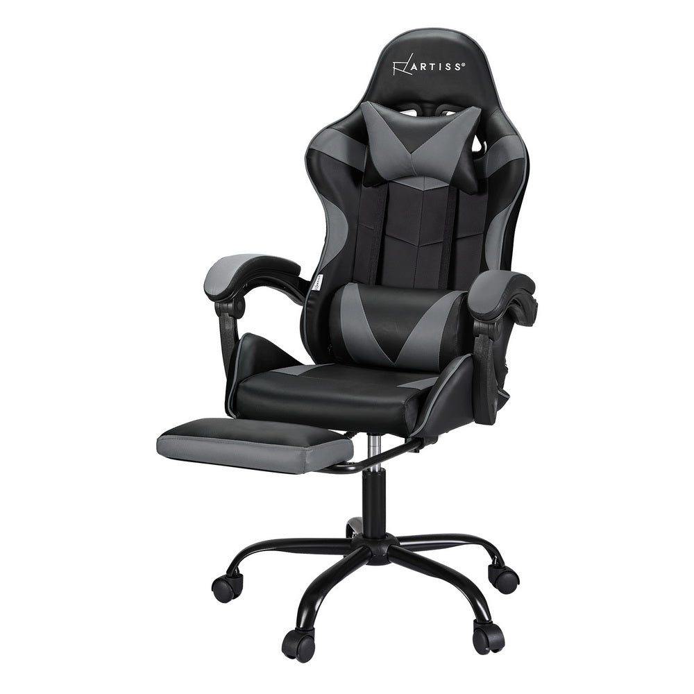 Marlook 2 Point Massage Gaming Office Chair Footrest Grey