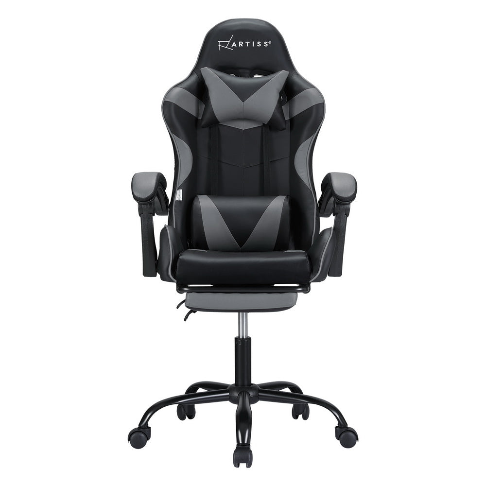 Marlook 2 Point Massage Gaming Office Chair Footrest Grey