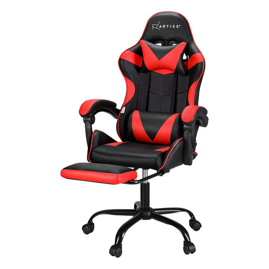 Marlook 2 Point Massage Gaming Office Chair Footrest Red