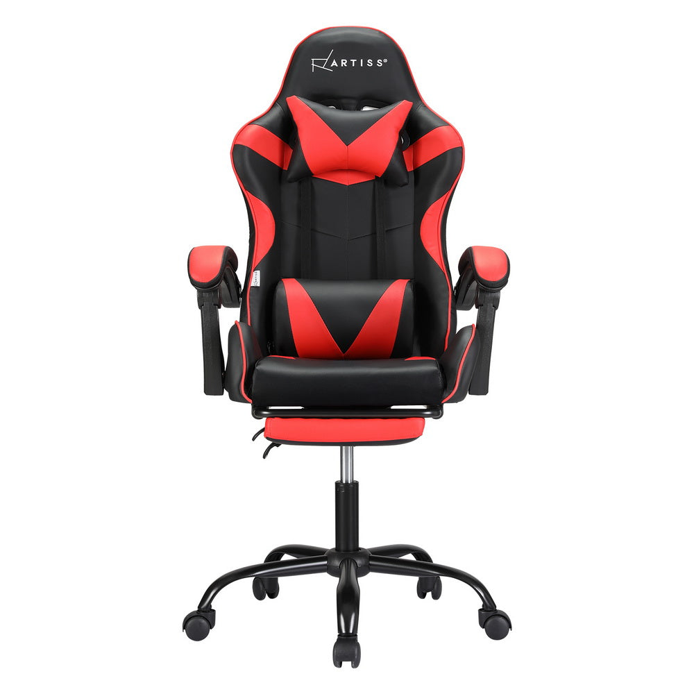 Marlook 2 Point Massage Gaming Office Chair Footrest Red