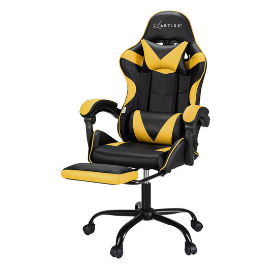 Marlook 2 Point Massage Gaming Office Chair Footrest Yellow