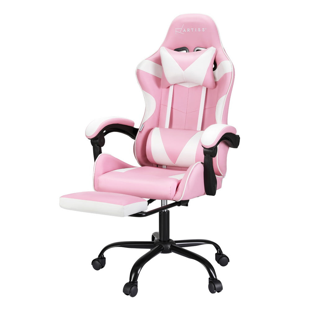 Marlook 2 Point Massage Gaming Office Chair Footrest Pink