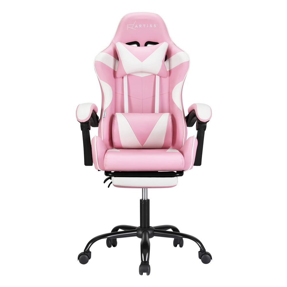 Marlook 2 Point Massage Gaming Office Chair Footrest Pink