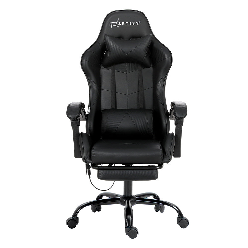 Marlook 6 Point Massage Gaming Office Chair Footrest Black