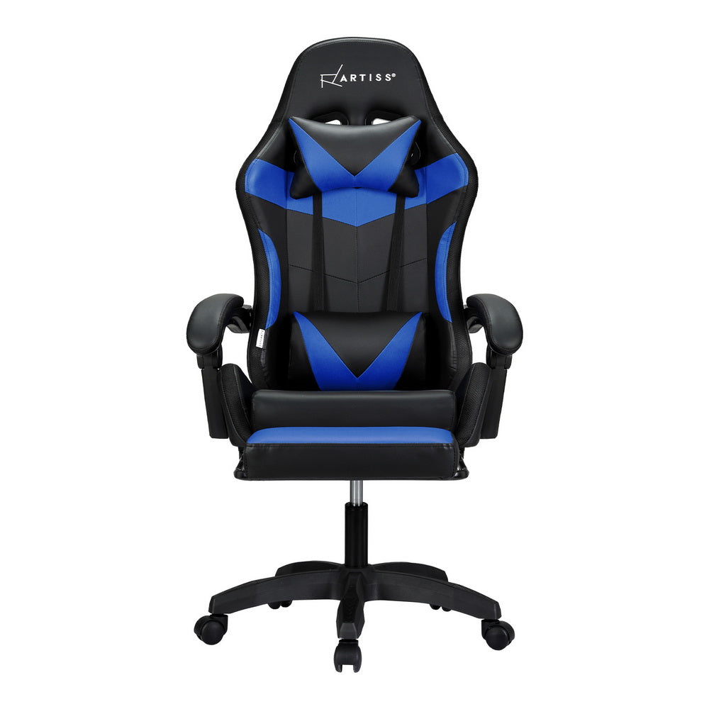 Marlook 6 Point Massage Gaming Office Chair 7 LED Footrest Blue