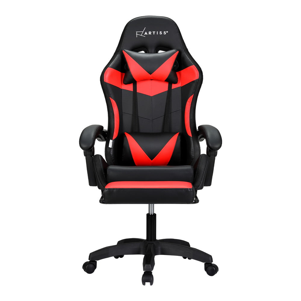Marlook 6 Point Massage Gaming Office Chair 7 LED Footrest Red