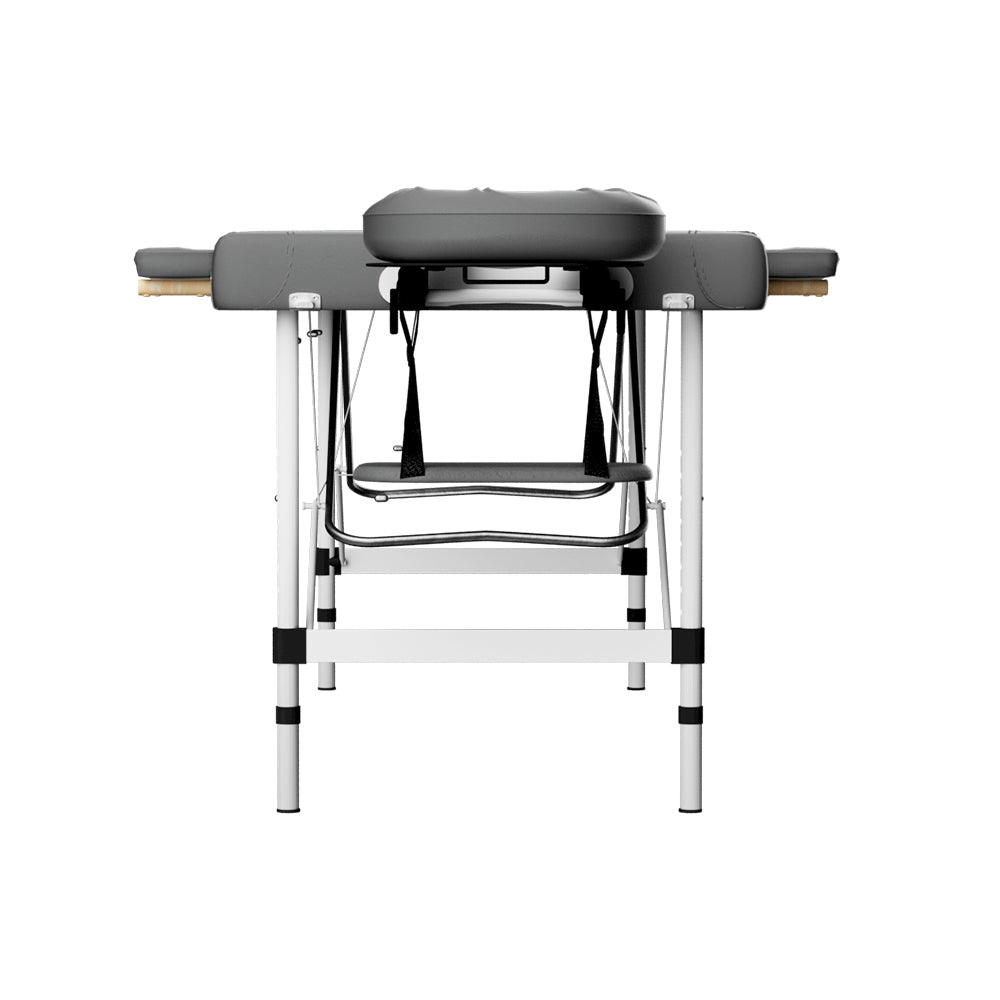 Marlook Massage Table 55cm Portable 2 Fold Aluminium Beauty Bed Grey