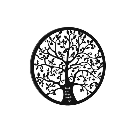 Marlook Metal Wall Art Hanging Sculpture Home Decor Leaf Tree of Life Round Frame